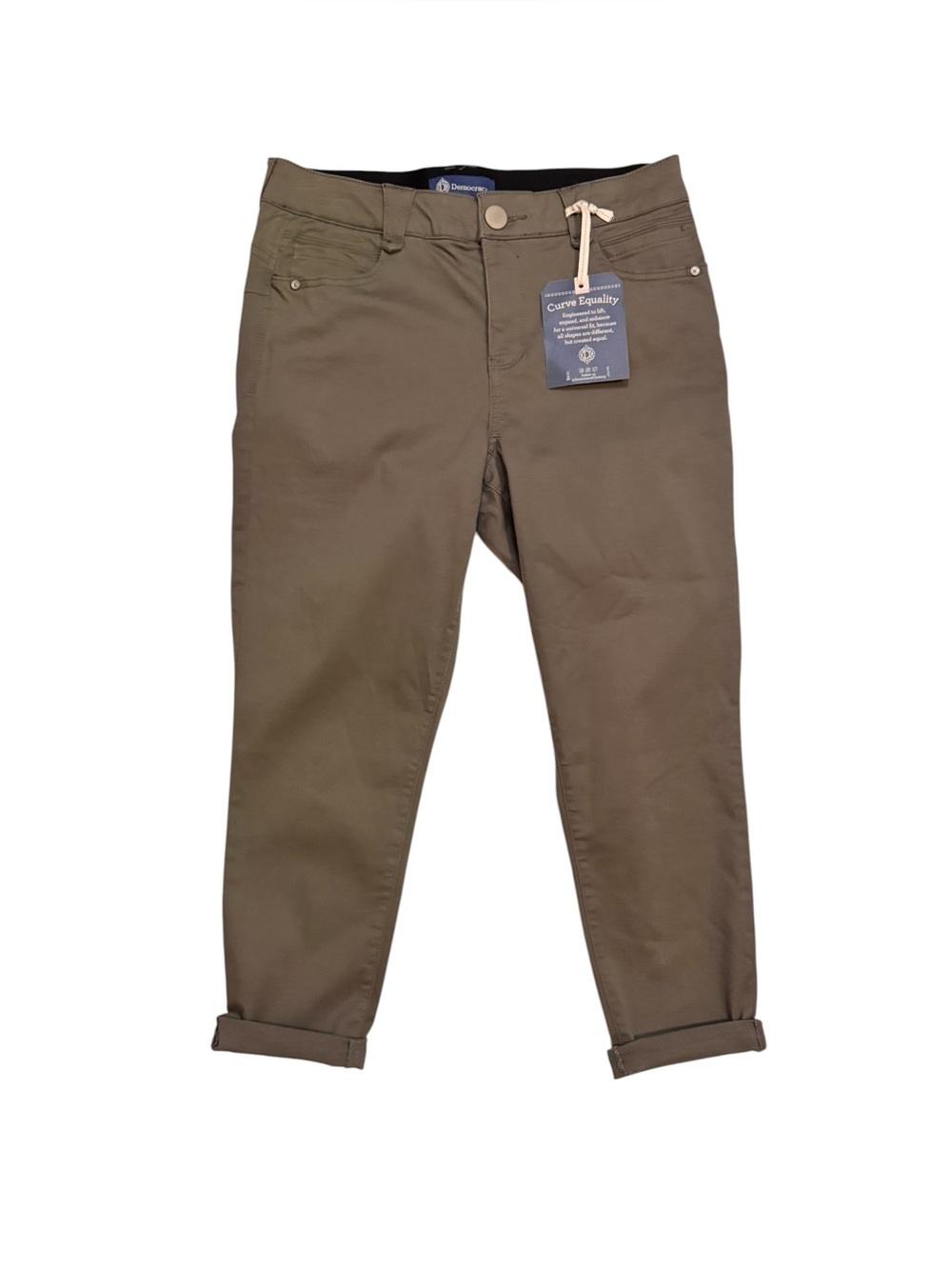 NEW Petite Democracy Womens Pants Ankle Skimmer "Ab"solution Khaki 10P